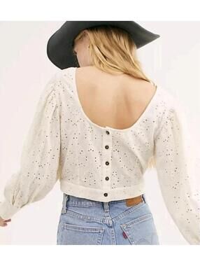 EUC Free People Petunia Eyelet Top size XS